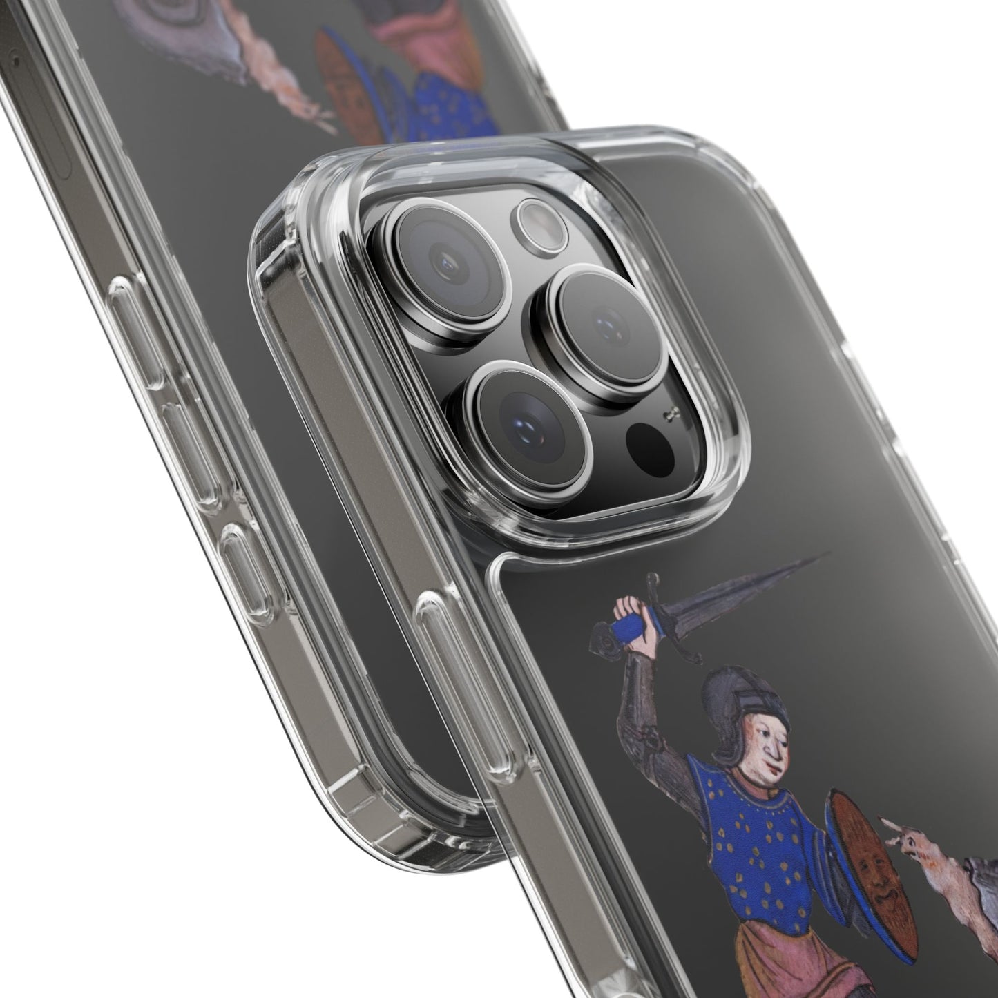 Knight vs Snail – Absurd Medieval Duel Phone Case – Illuminated Manuscript Meme Art