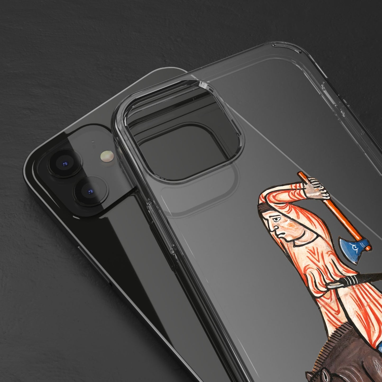 Medieval Boar Rider Phone Case – Funny Historical Art iPhone Cover – Weird Axe Man Illustration for Fantasy & Meme Fans