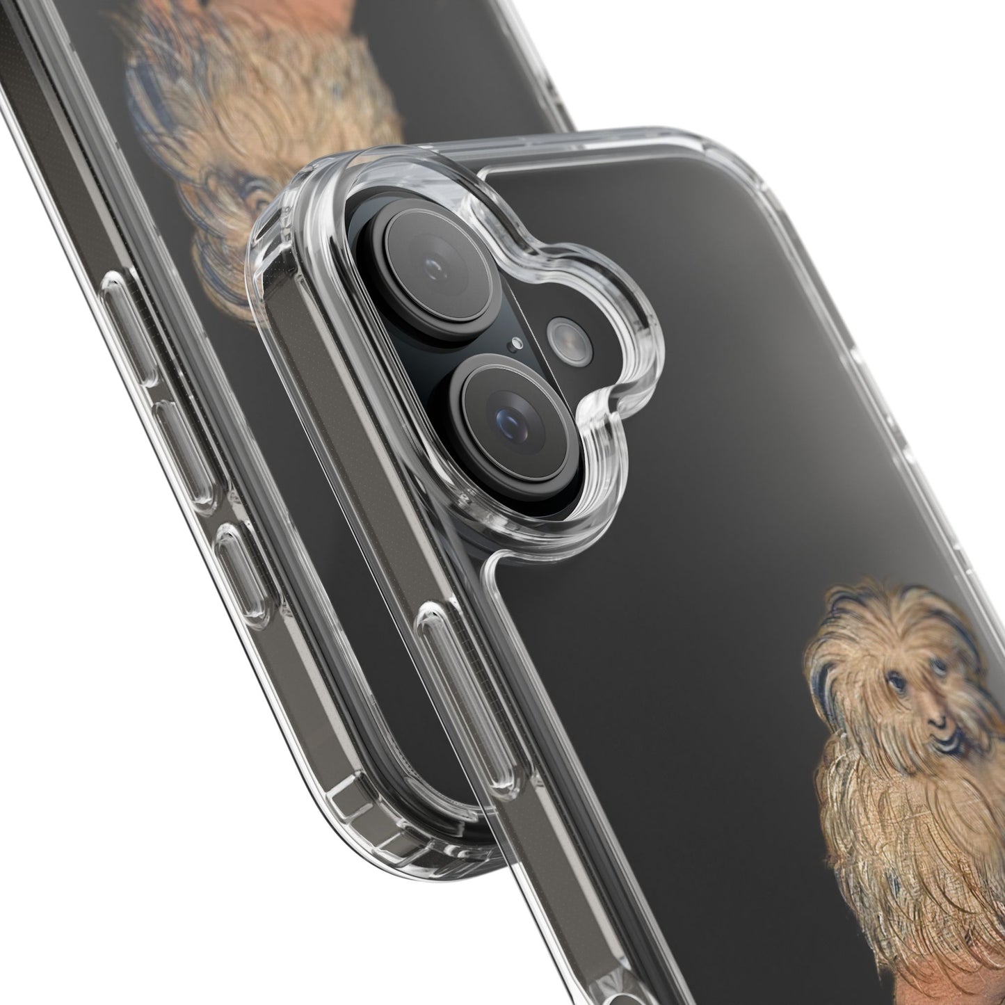 Medieval Fluffy Dog Phone Case – Quirky Manuscript-Style Canine