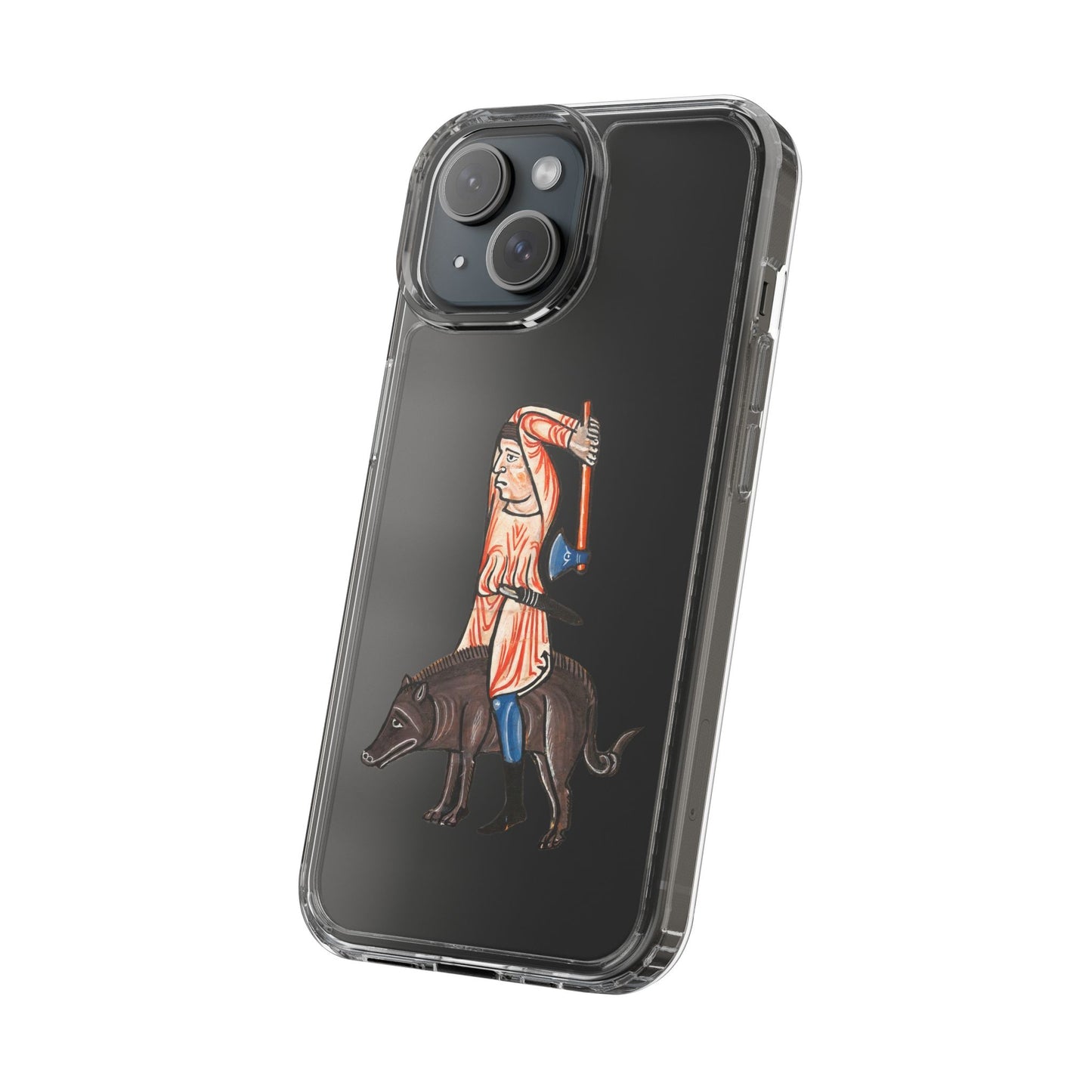 Medieval Boar Rider Phone Case – Funny Historical Art iPhone Cover – Weird Axe Man Illustration for Fantasy & Meme Fans