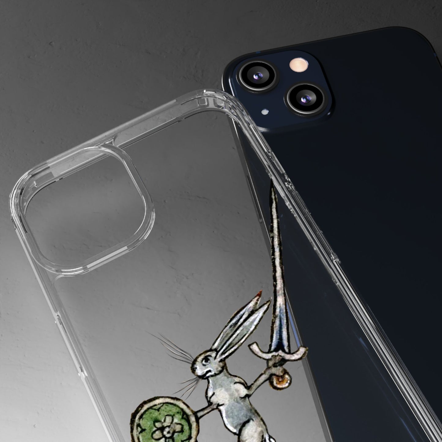 Bunny of War – Medieval Rabbit Knight Phone Case – Sword & Shield Manuscript Marginalia Design