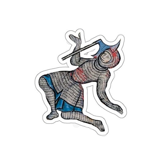 Dancing Knight with Axe Sticker - Funny Medieval Art Vinyl Decal - Historical Marginalia Sticker for Laptop, Journal, Water Bottle