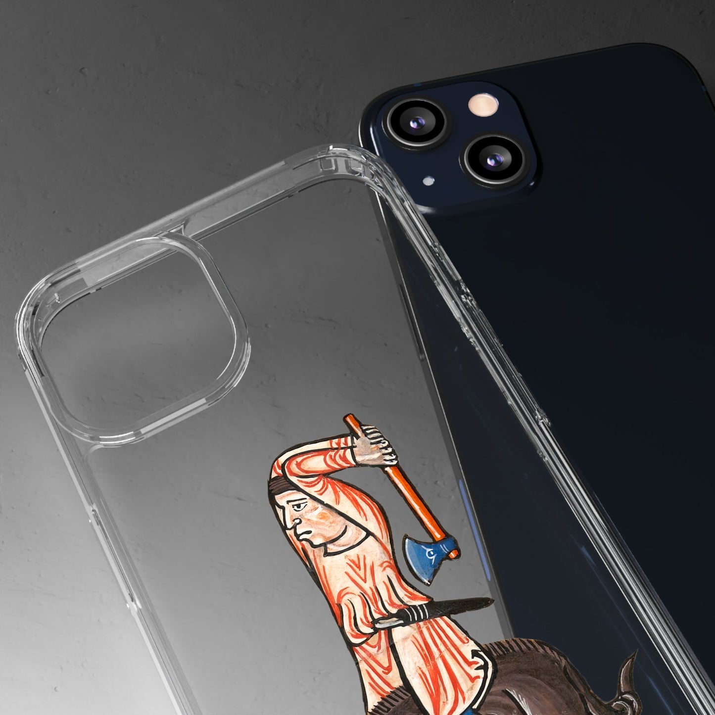 Medieval Boar Rider Phone Case – Funny Historical Art iPhone Cover – Weird Axe Man Illustration for Fantasy & Meme Fans
