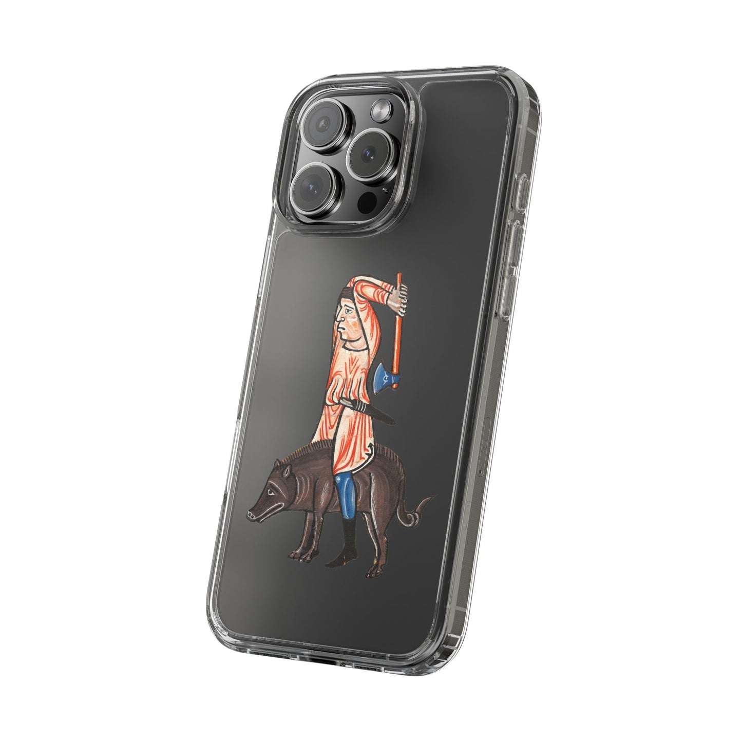 Medieval Boar Rider Phone Case – Funny Historical Art iPhone Cover – Weird Axe Man Illustration for Fantasy & Meme Fans