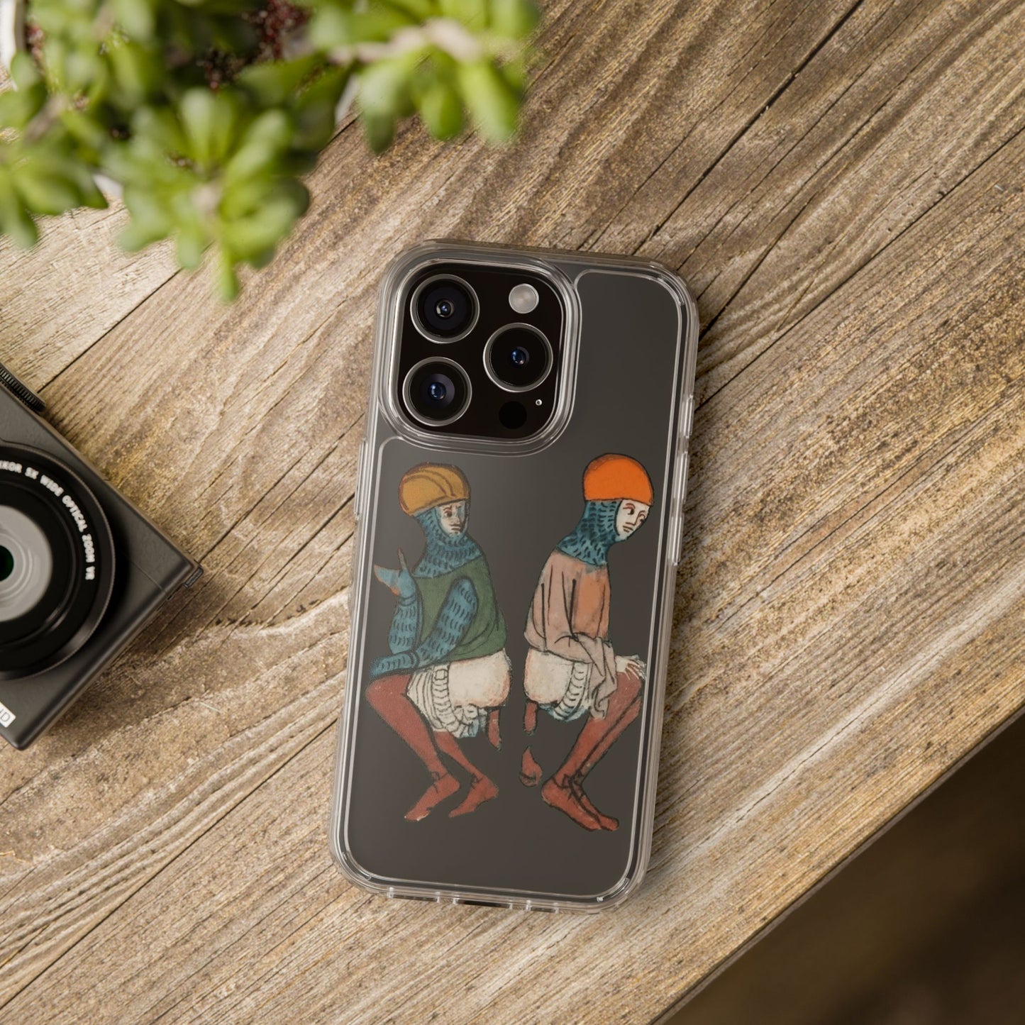 Back-to-Back Brilliance – Funny Medieval Knight Phone Case – Weird Historical Art – Quirky iPhone Cover – Manuscript Meme Gift for History Lovers