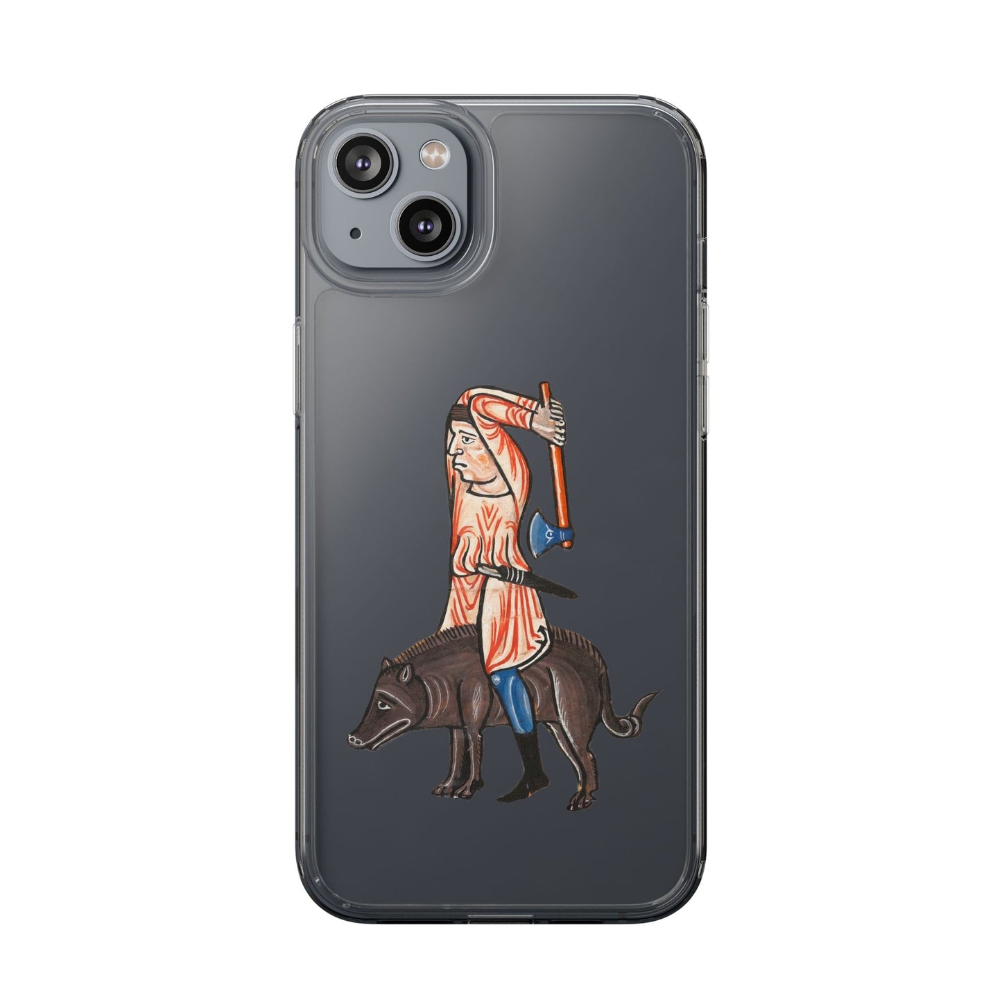 Medieval Boar Rider Phone Case – Funny Historical Art iPhone Cover – Weird Axe Man Illustration for Fantasy & Meme Fans