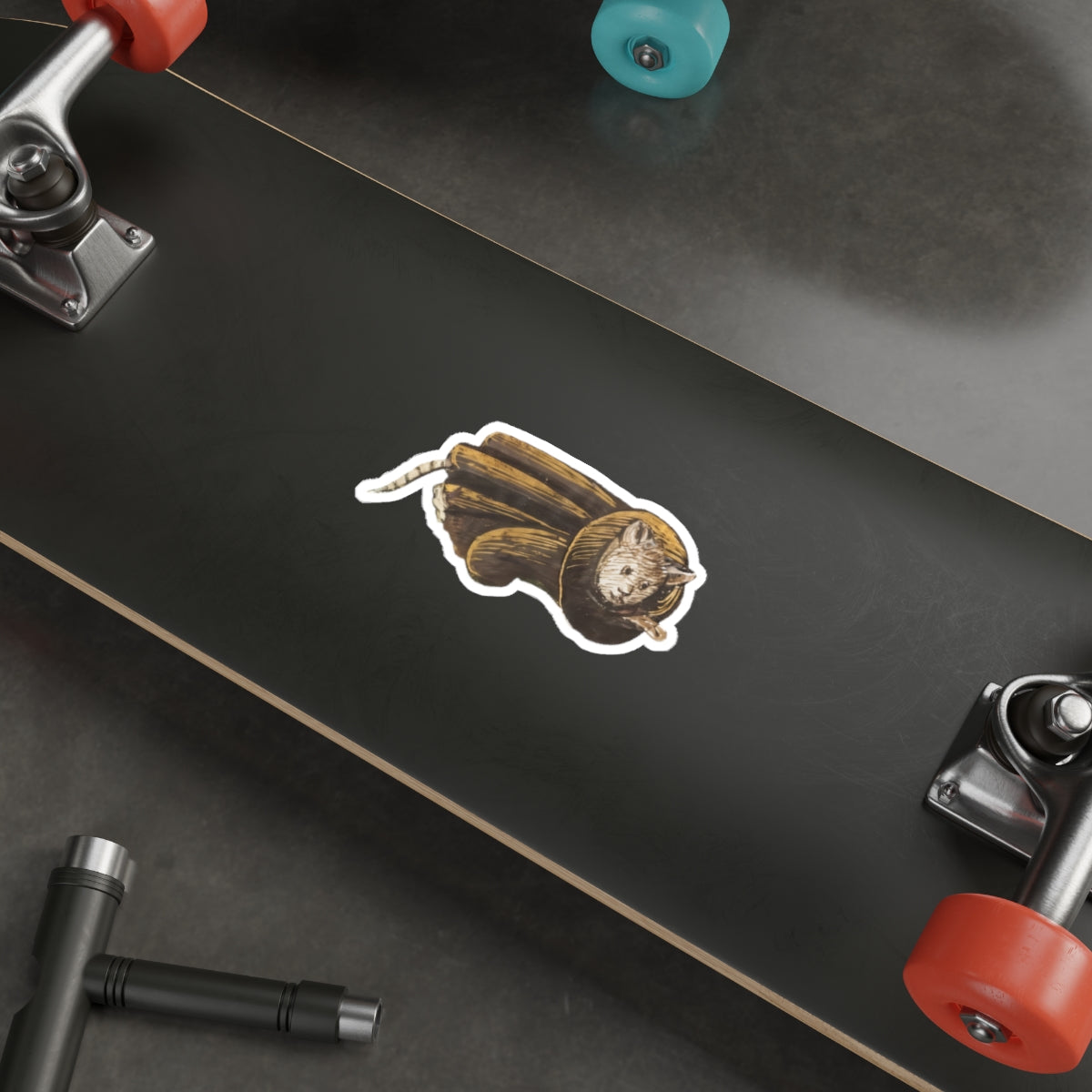 Medieval Cat Sticker – Funny Cat in Scroll Medieval Marginalia Art – Quirky Weird History Sticker – Aesthetic Laptop Sticker