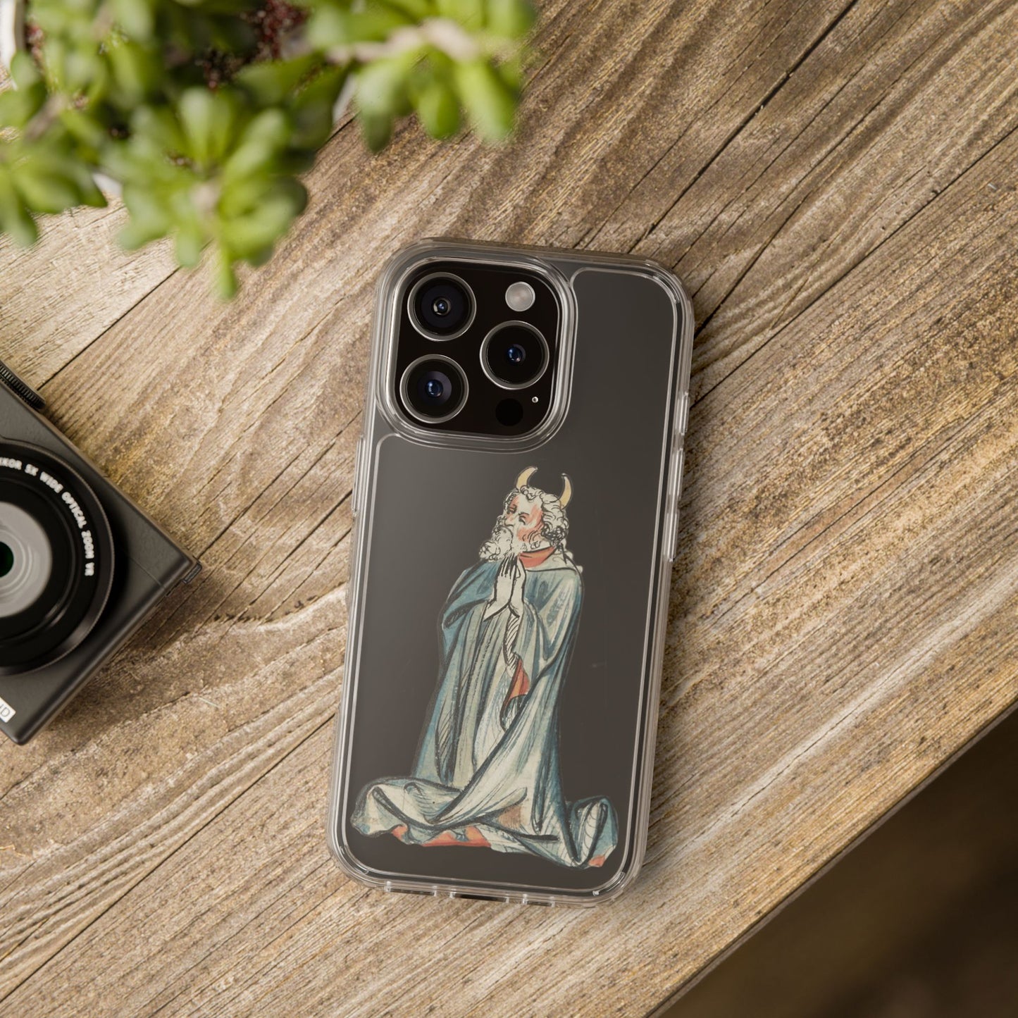 Holy Horns – Medieval Praying Figure Phone Case – Illuminated Manuscript Design – Weird Religious Aesthetic Gift