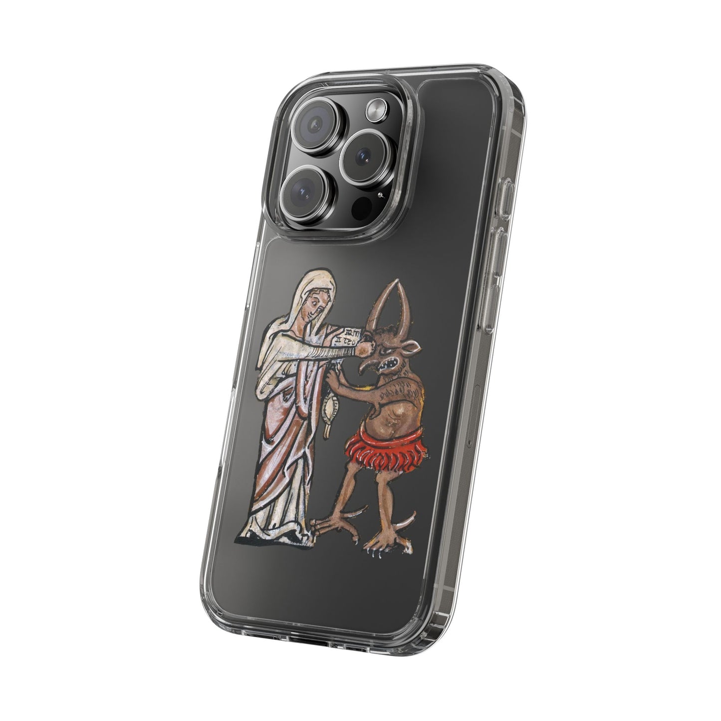 Funny Medieval Demon Phone Case – Weird Marginalia Art History Phone Cover - Gothic Aesthetic Clear Case for iPhone and Samsung
