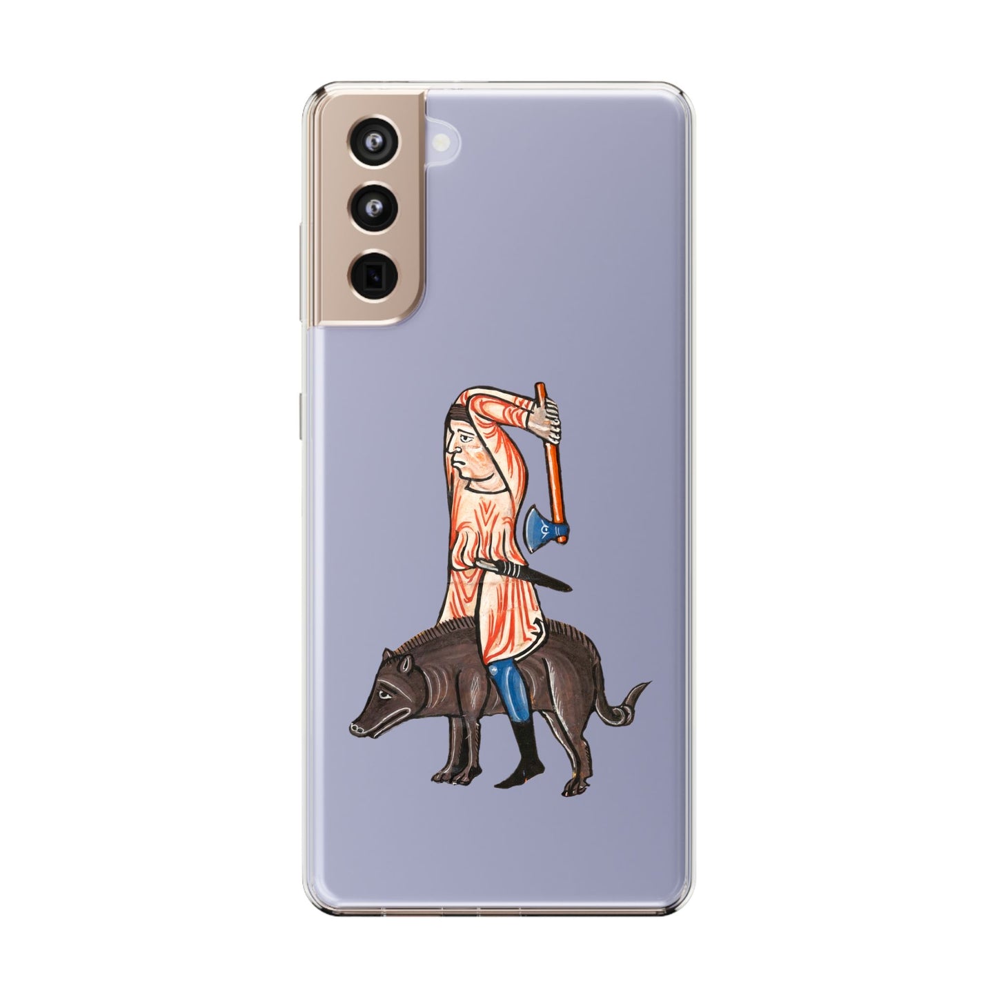 Medieval Boar Rider Phone Case – Funny Historical Art iPhone Cover – Weird Axe Man Illustration for Fantasy & Meme Fans