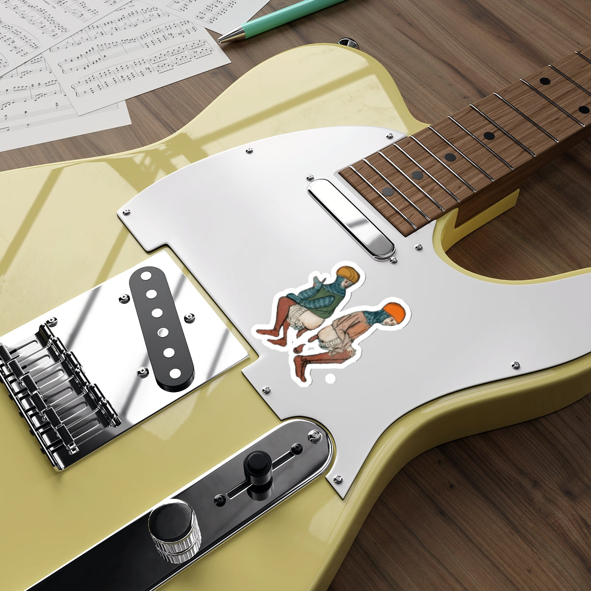 Back-to-Back Brilliance - Funny Medieval Knight Sticker - Weird Historical Art - Quirky Laptop Sticker - Manuscript Meme Gift for History Lovers - Whimsical Die-Cut Stickers for Laptop - Unique Art Stickers