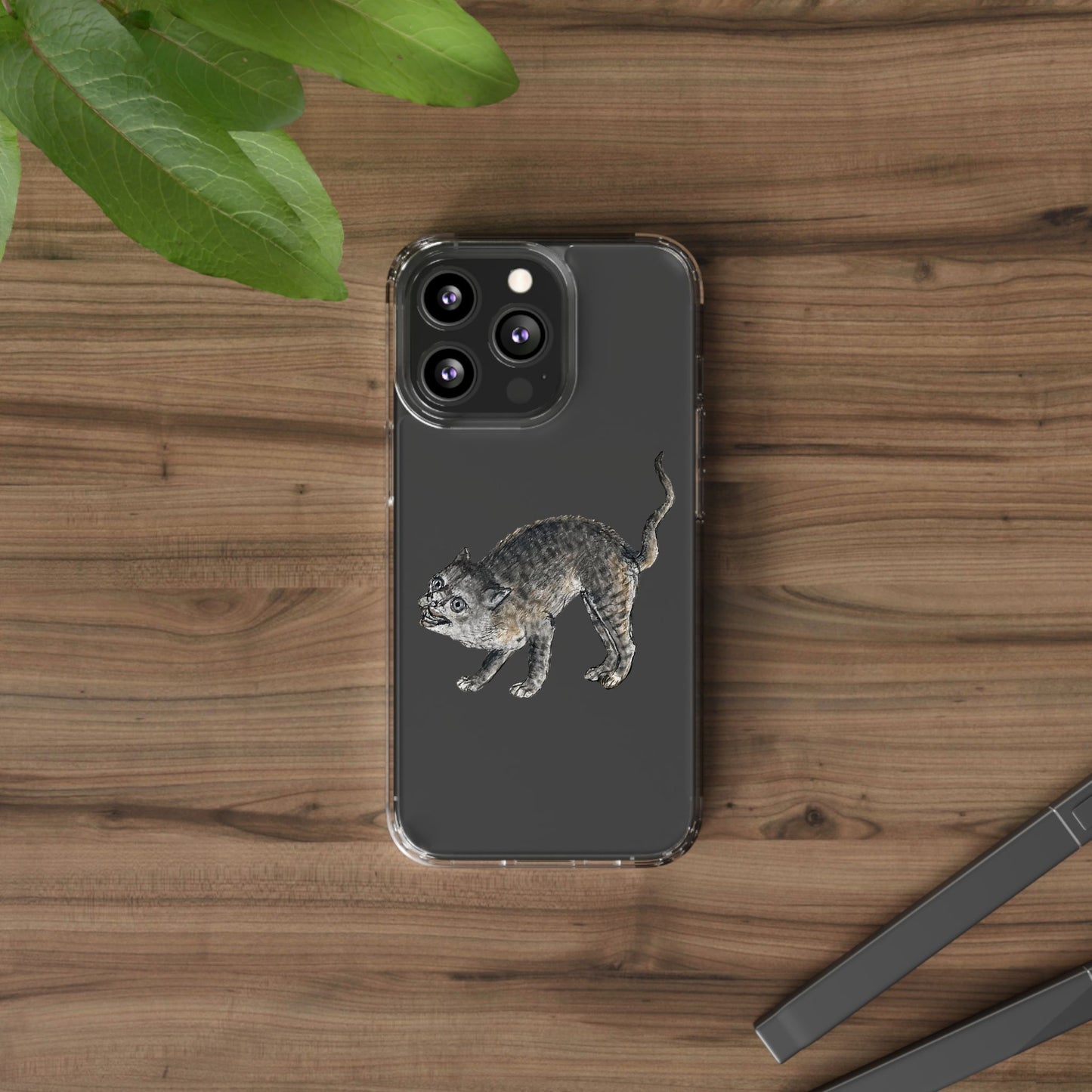 Anxious Cat Energy – Medieval Animal Art Phone Case – Funny Historical iPhone Cover – Weird Manuscript Cat Gift – Quirky Accessory for Cat Lovers