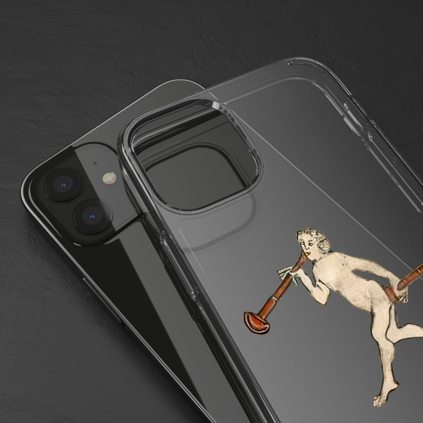 Medieval Double-Shawm Man Phone Case – Naked Renaissance Energy & Musical Madness
