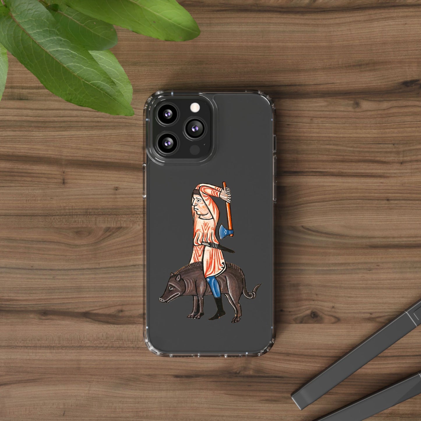 Medieval Boar Rider Phone Case – Funny Historical Art iPhone Cover – Weird Axe Man Illustration for Fantasy & Meme Fans