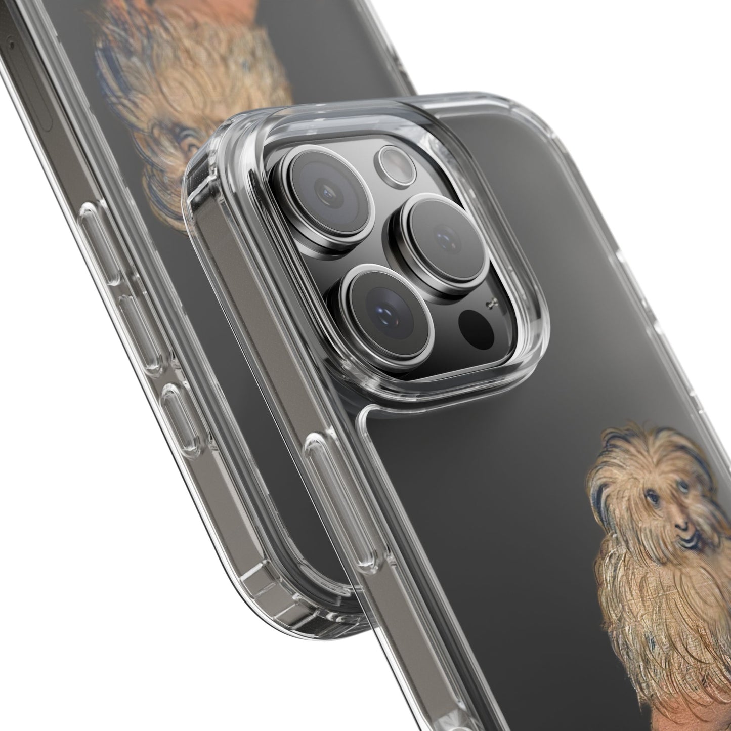 Medieval Fluffy Dog Phone Case – Quirky Manuscript-Style Canine