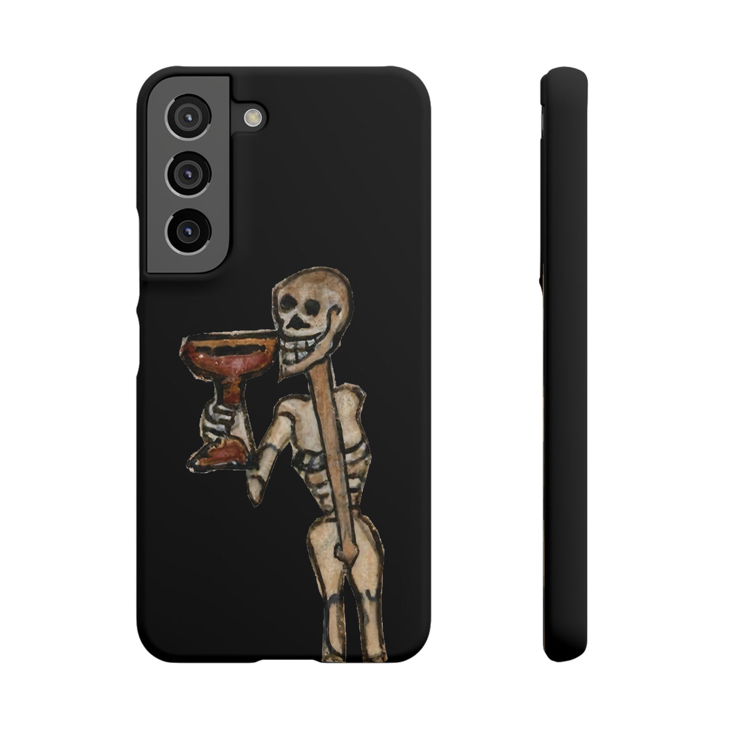 Medieval Skeleton Phone Case – Dancing Death with Goblet - Skeleton Cheers Snap Case - Fun Skeleton Design - Unique Gift - Spooky Vibes