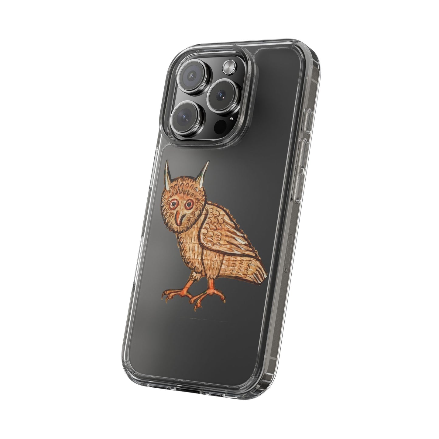 Wide-Eyed Medieval Owl Phone Case - Quirky Gothic Art Phone Cover