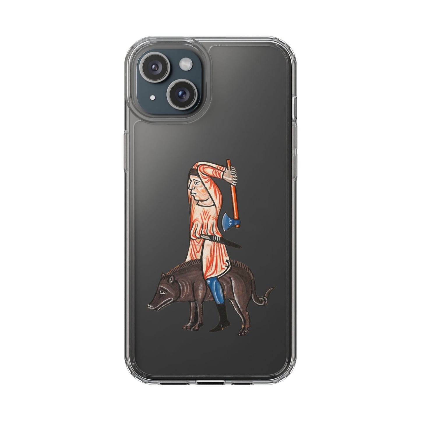Medieval Boar Rider Phone Case – Funny Historical Art iPhone Cover – Weird Axe Man Illustration for Fantasy & Meme Fans