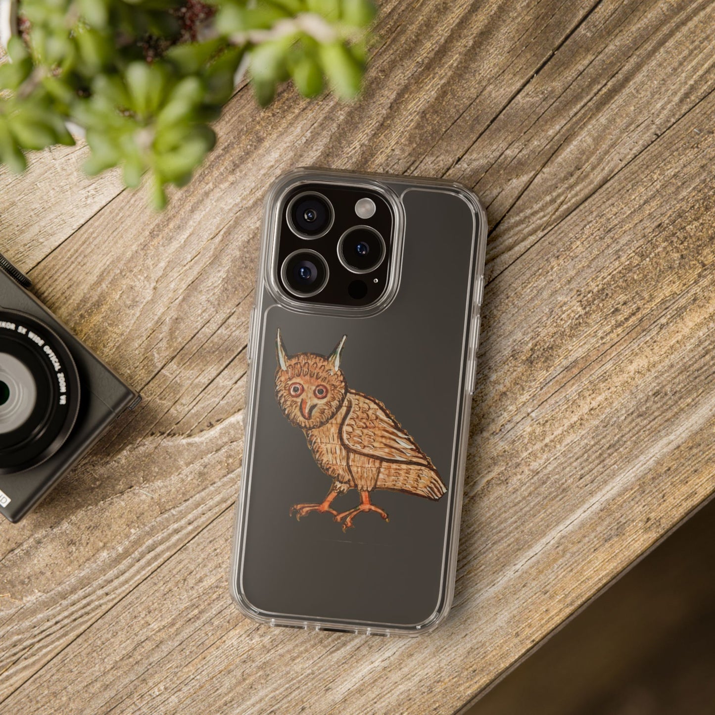 Wide-Eyed Medieval Owl Phone Case - Quirky Gothic Art Phone Cover