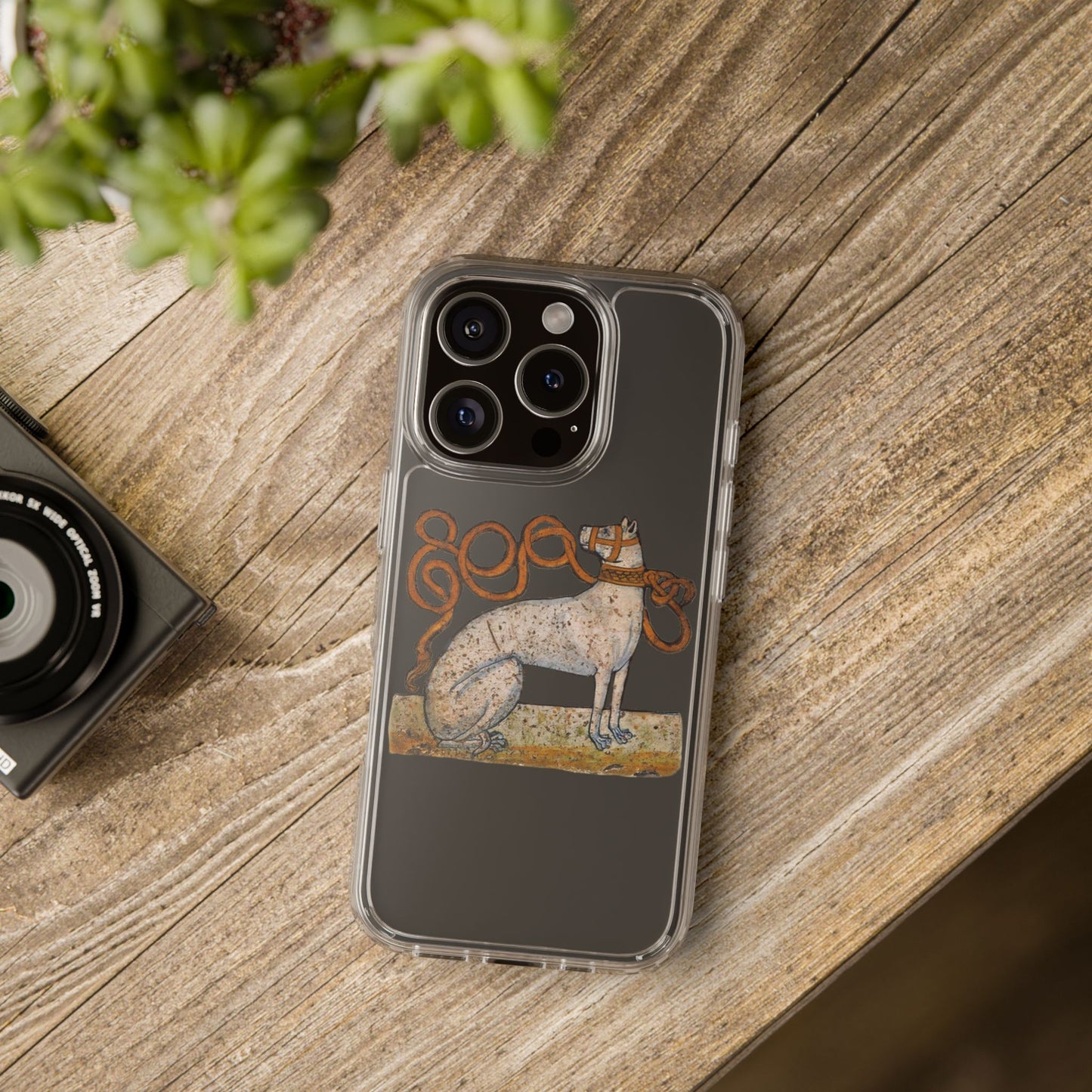 Medieval Greyhound Phone Case – Marginalia Dog with Ornate Leash