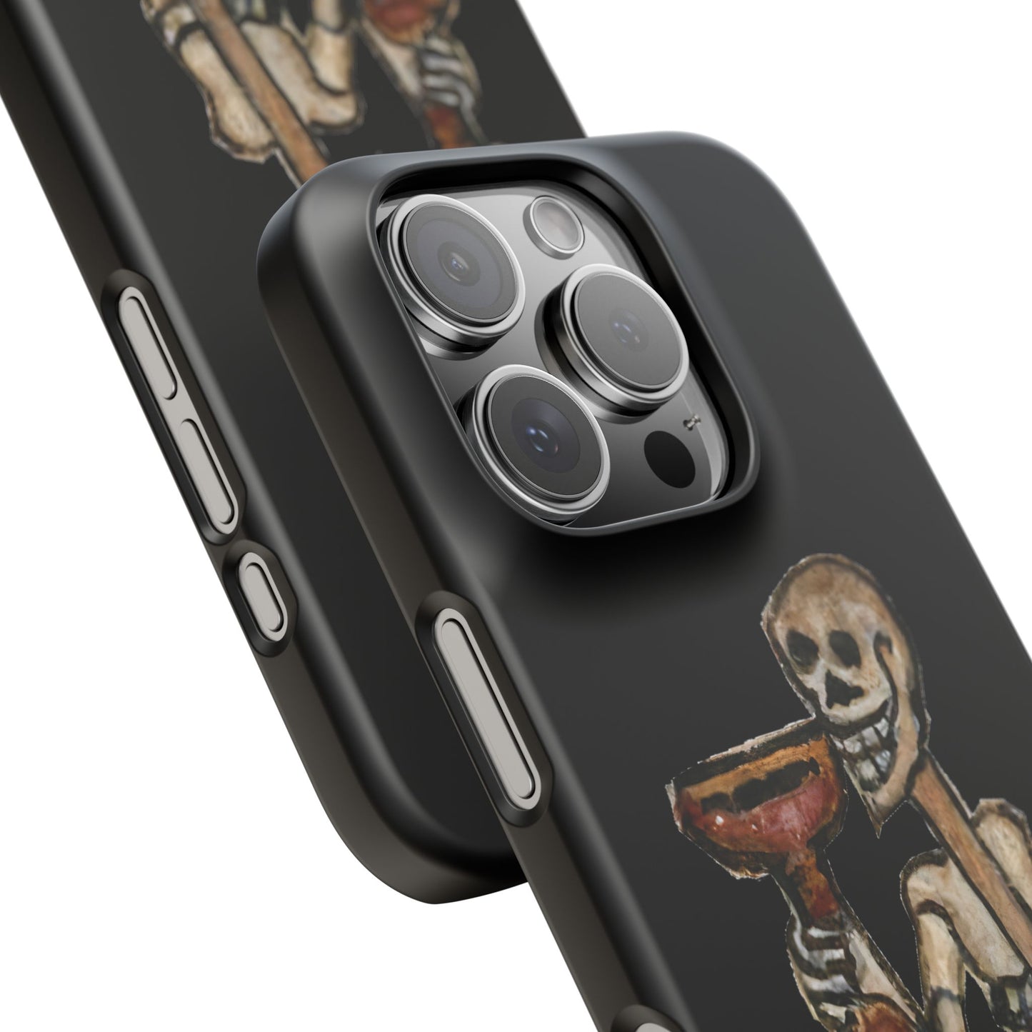 Medieval Skeleton Phone Case – Dancing Death with Goblet - Skeleton Cheers Snap Case - Fun Skeleton Design - Unique Gift - Spooky Vibes