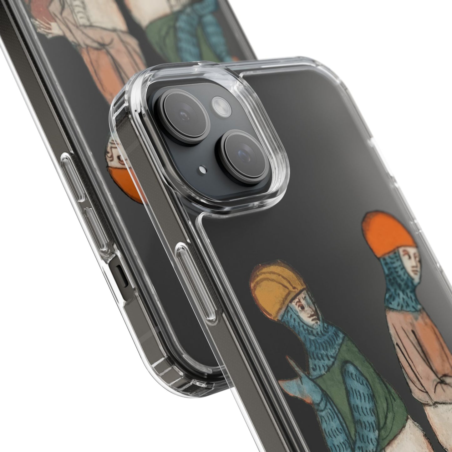 Back-to-Back Brilliance – Funny Medieval Knight Phone Case – Weird Historical Art – Quirky iPhone Cover – Manuscript Meme Gift for History Lovers
