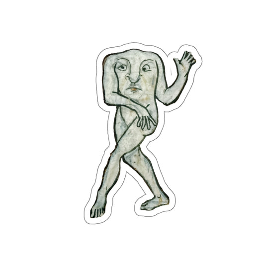 Dancing Medieval Man Sticker – Funny Gothic Marginalia Art – Weird Vintage Manuscript Aesthetic – Historical Notebook Laptop Sticker