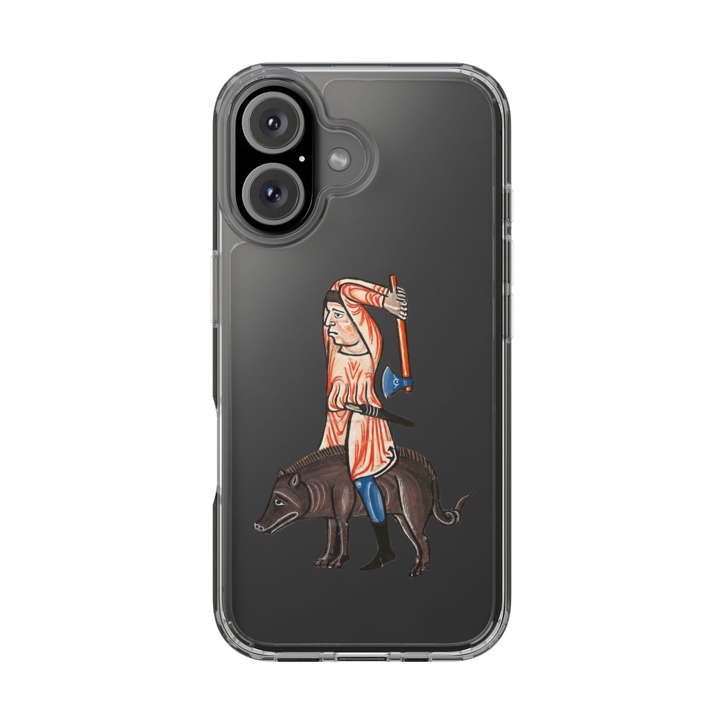 Medieval Boar Rider Phone Case – Funny Historical Art iPhone Cover – Weird Axe Man Illustration for Fantasy & Meme Fans