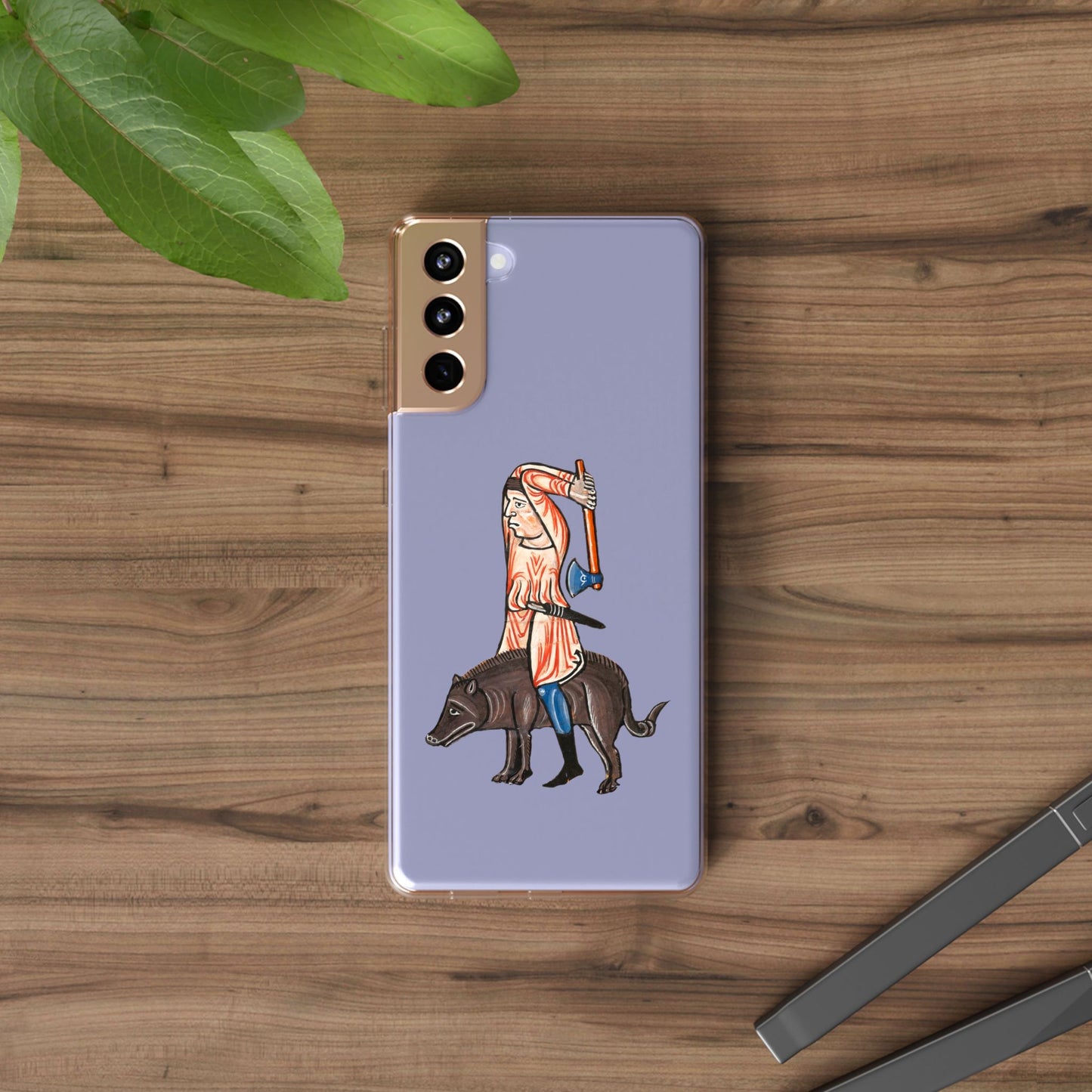 Medieval Boar Rider Phone Case – Funny Historical Art iPhone Cover – Weird Axe Man Illustration for Fantasy & Meme Fans