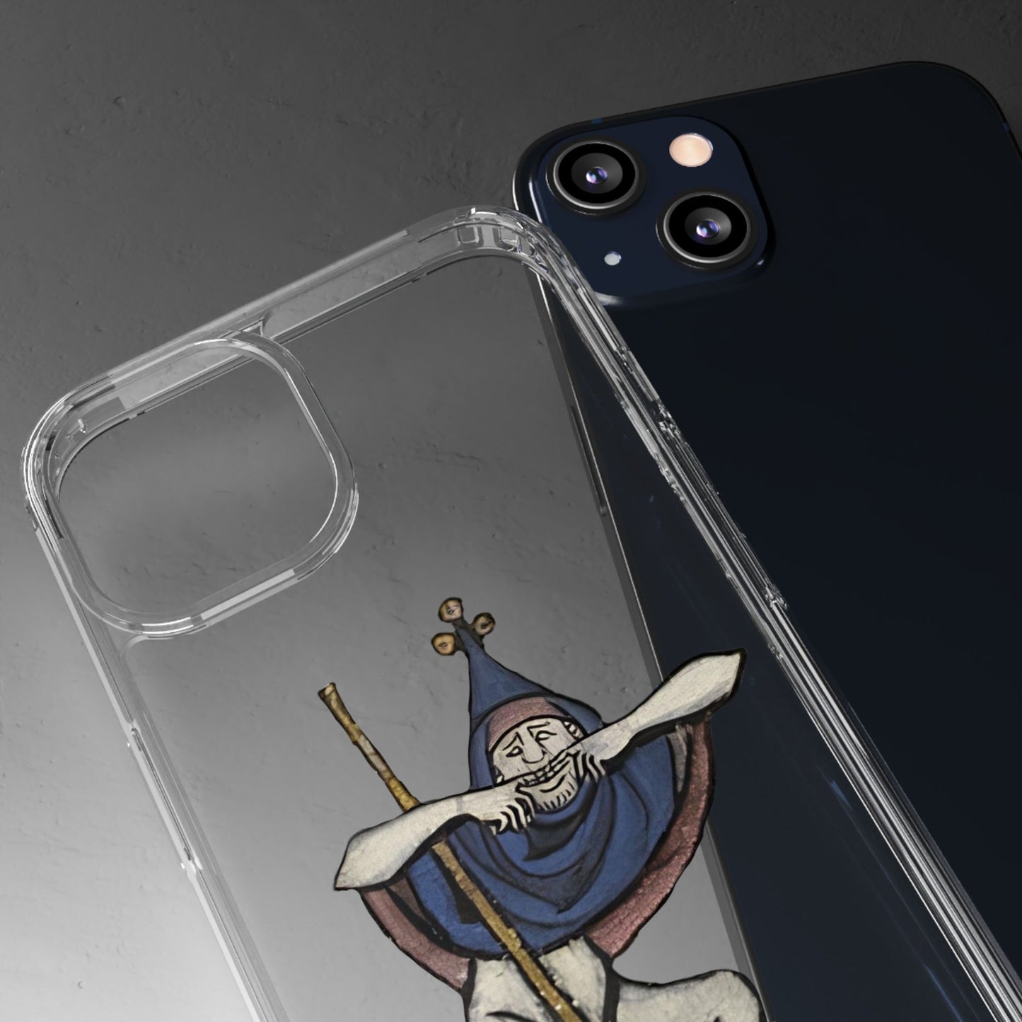 Medieval Jester Phone Case – Funny Marginalia Art iPhone Cover – Weird Gothic Fool with Staff – Vintage Humour Gift for History Lovers