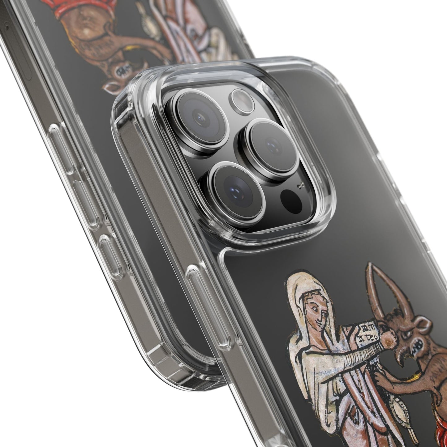 Funny Medieval Demon Phone Case – Weird Marginalia Art History Phone Cover - Gothic Aesthetic Clear Case for iPhone and Samsung