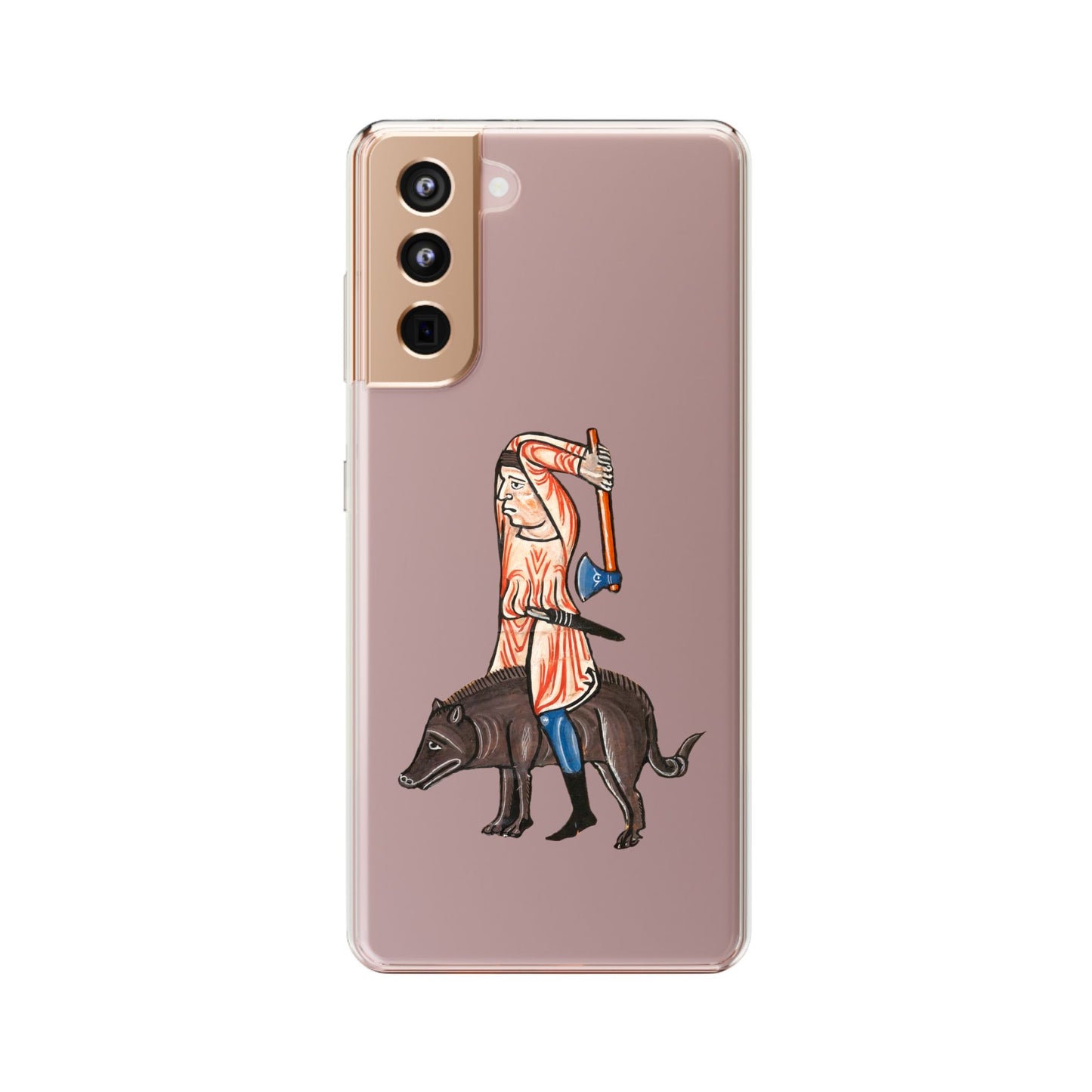 Medieval Boar Rider Phone Case – Funny Historical Art iPhone Cover – Weird Axe Man Illustration for Fantasy & Meme Fans