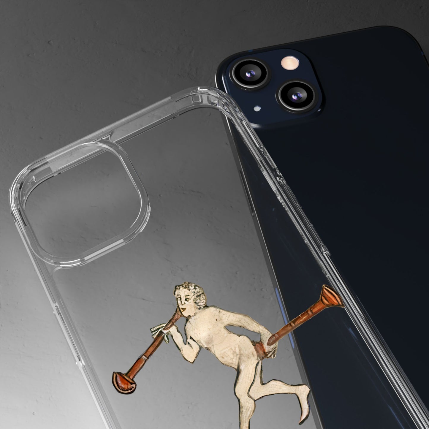 Medieval Double-Shawm Man Phone Case – Naked Renaissance Energy & Musical Madness