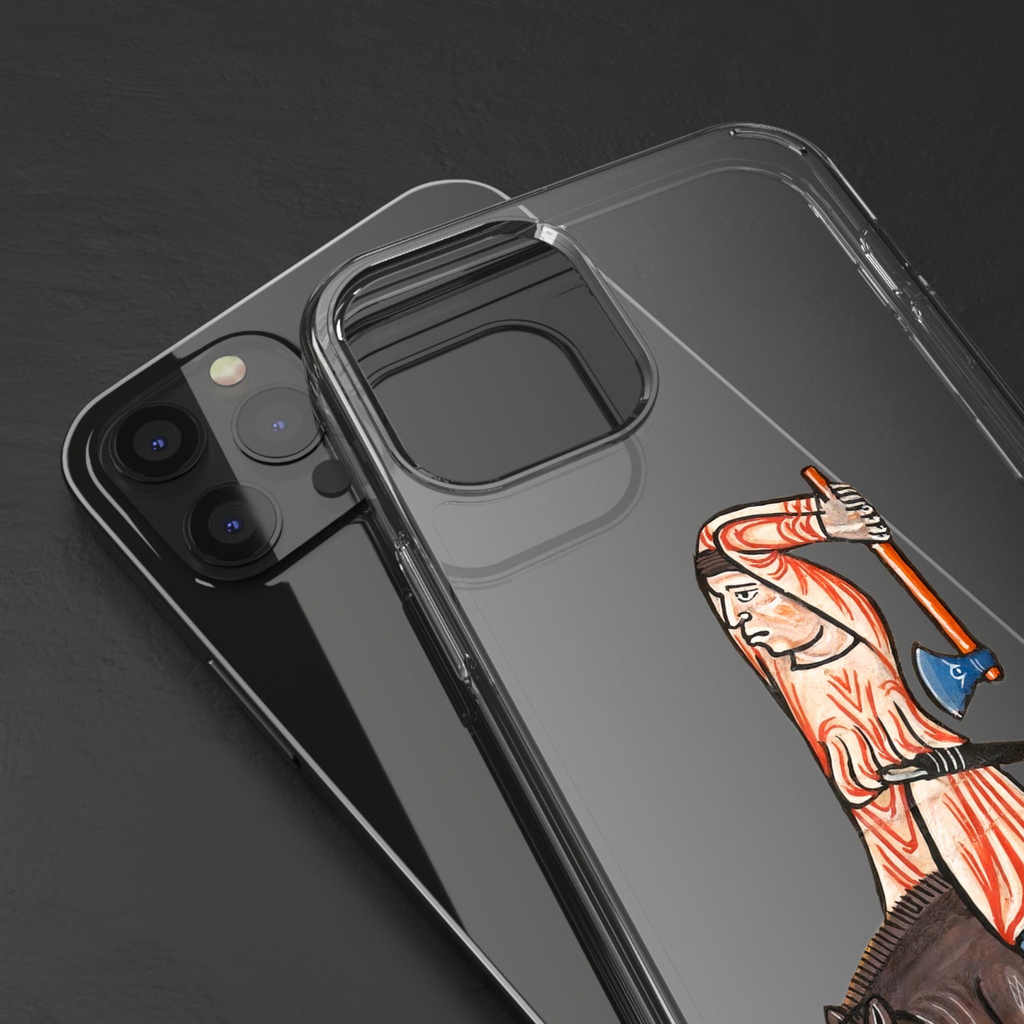 Medieval Boar Rider Phone Case – Funny Historical Art iPhone Cover – Weird Axe Man Illustration for Fantasy & Meme Fans