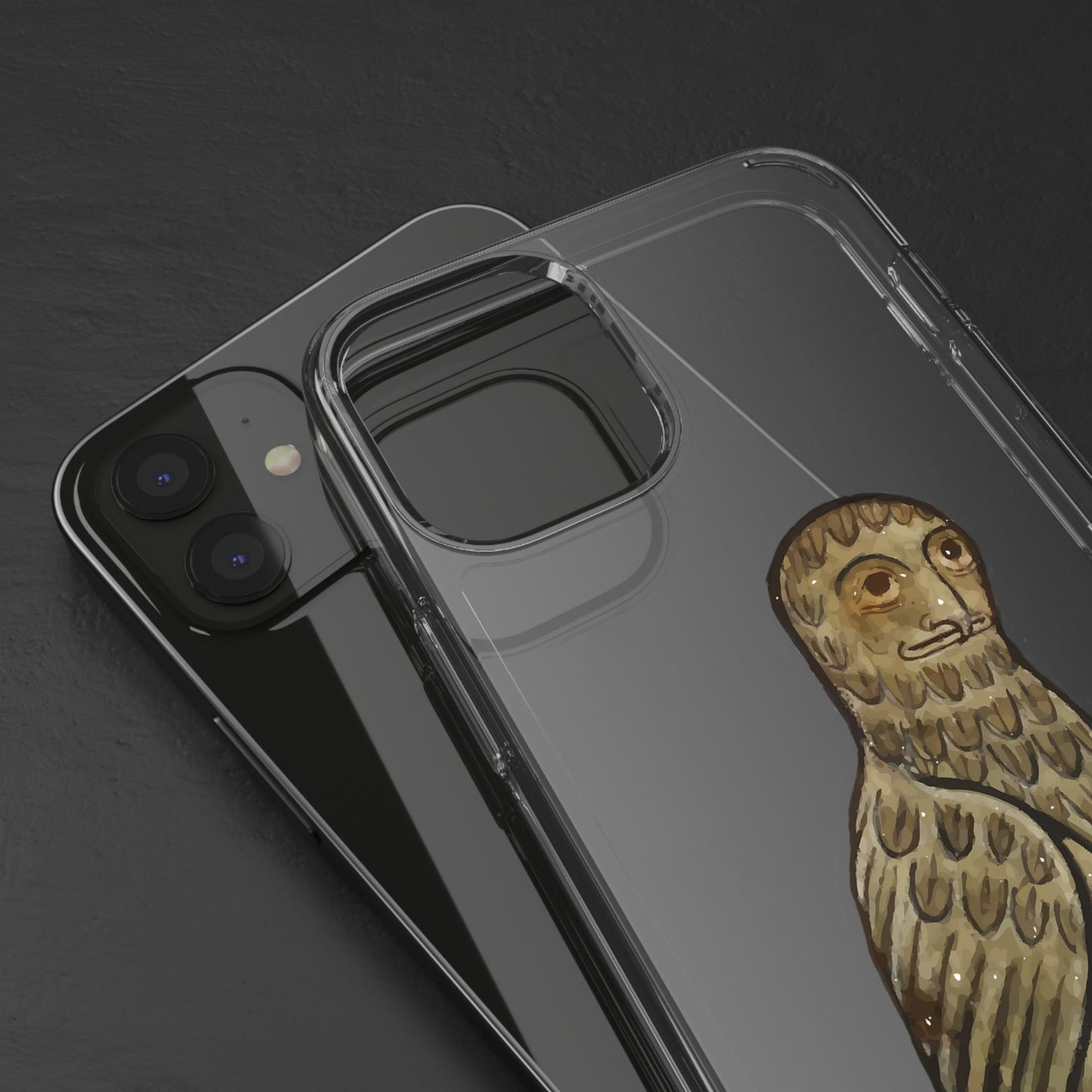 Judgy Owl – Medieval Animal Phone Case – Funny Human-Faced Bird Illustration – Quirky Manuscript Art iPhone Cover – Gift for Bird Nerds & Art Weirdos