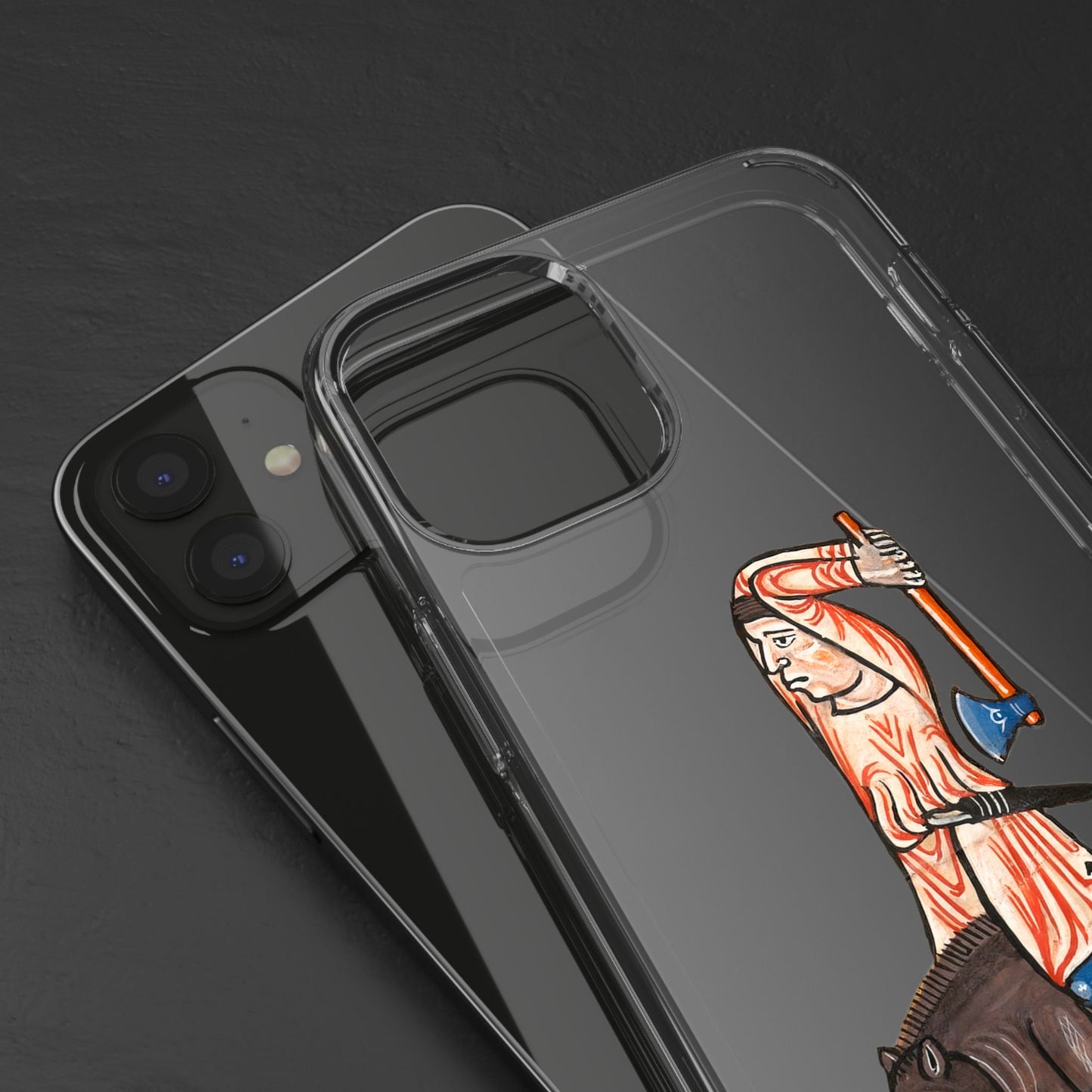 Medieval Boar Rider Phone Case – Funny Historical Art iPhone Cover – Weird Axe Man Illustration for Fantasy & Meme Fans